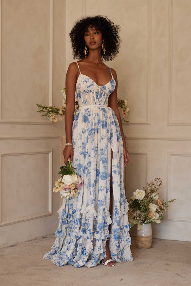 The Carmen Dress in Provencal Blue Floral