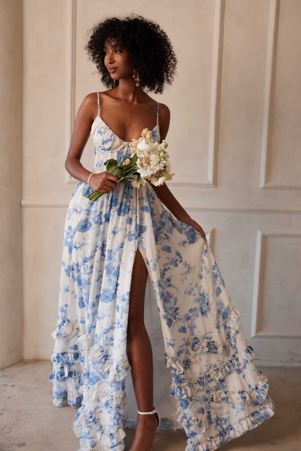 The Carmen Dress in Provencal Blue Floral