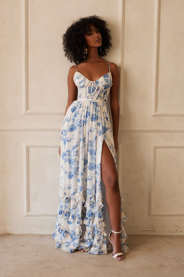 The Carmen Dress in Provencal Blue Floral