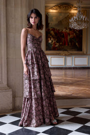 The Caterina Dress in Chocolate Peony Print