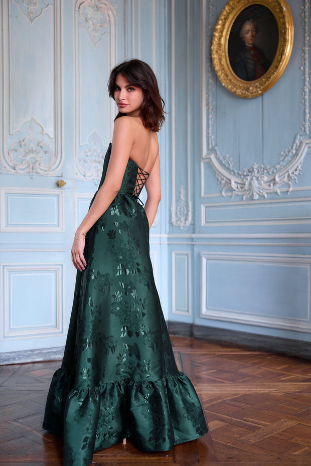 The Charlotte Dress in Emerald Baroque Floral