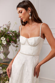 The Cora Dress in White Baroque Floral