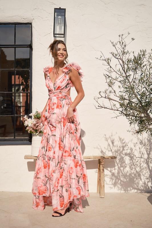Sexy Elegant Sling Pleated Print Dress