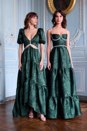 The Lucetta Dress in Emerald Baroque Floral