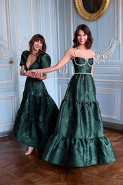 The Emma Dress in Emerald Baroque Floral