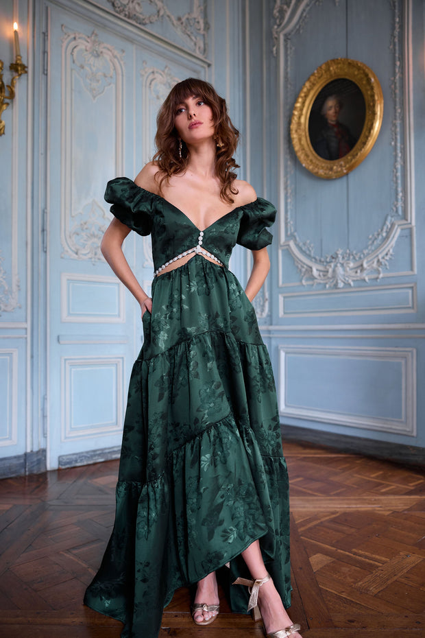 The Emma Dress in Emerald Baroque Floral