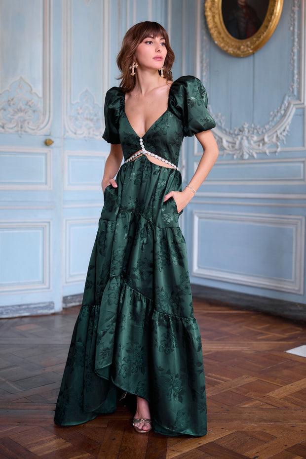 The Emma Dress in Emerald Baroque Floral