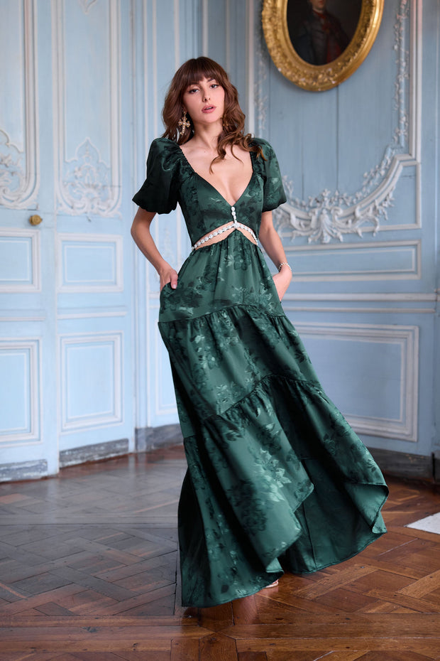 The Emma Dress in Emerald Baroque Floral