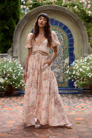 The Emma Dress in Peach Tapestry