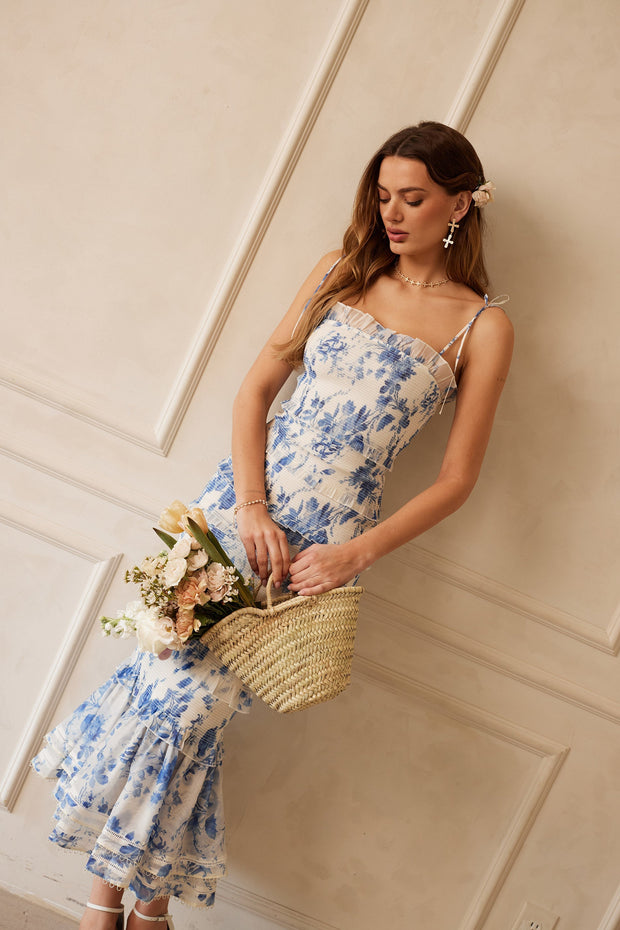 The Geranium Dress in Provencal Blue Floral