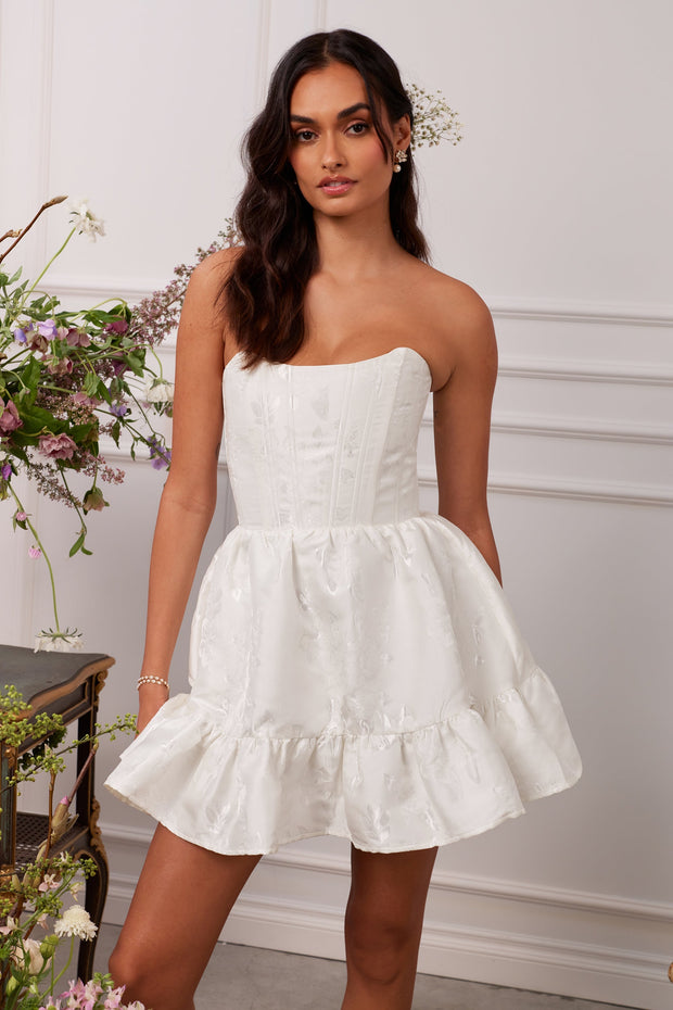 The Ginny Dress in White Baroque Floral