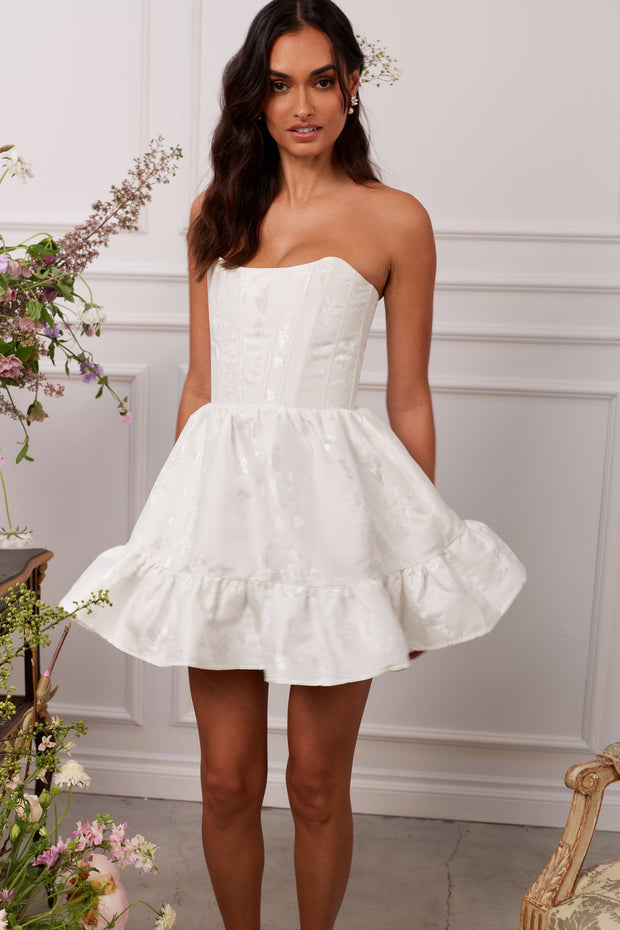 The Ginny Dress in White Baroque Floral