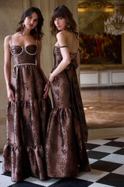 The Lucetta Dress in Cocoa Baroque Floral