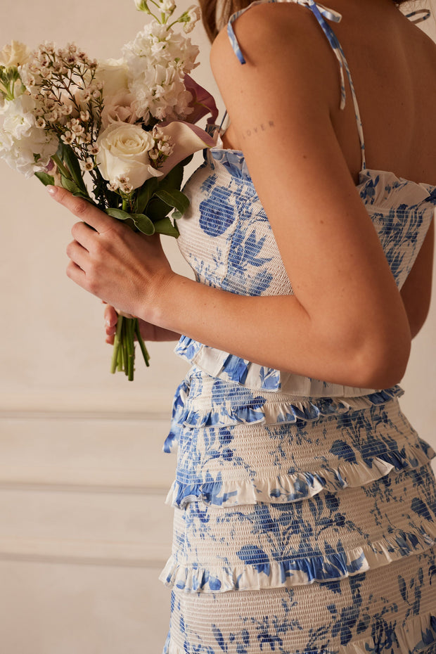 The Lily Dress in Provencal Blue Floral