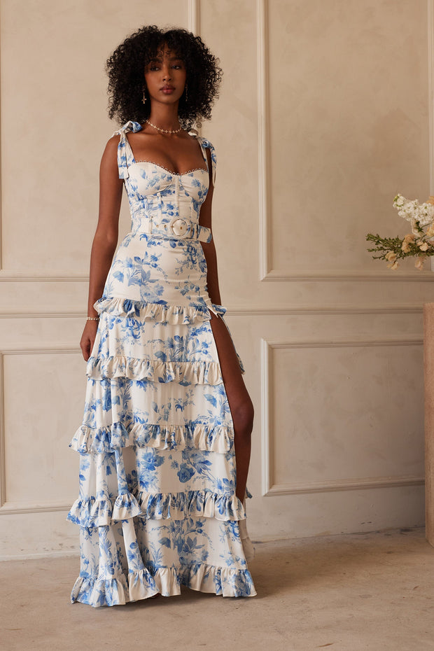 The Lisianthus Dress in Provencal Blue Floral