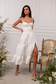 The Lorenza Dress in White Windsor Brocade