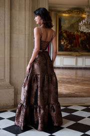 The Lucetta Dress in Cocoa Baroque Floral