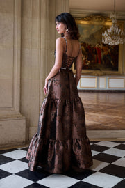 The Lucetta Dress in Cocoa Baroque Floral