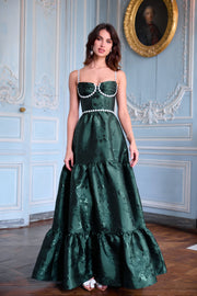 The Lucetta Dress in Emerald Baroque Floral