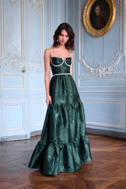 The Lucetta Dress in Emerald Baroque Floral