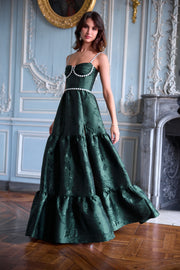 The Lucetta Dress in Emerald Baroque Floral