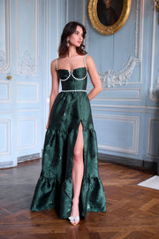 The Lucetta Dress in Emerald Baroque Floral