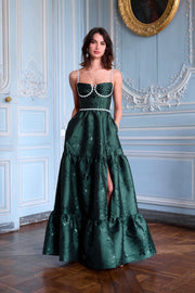 The Lucetta Dress in Emerald Baroque Floral