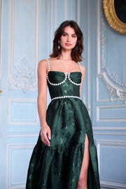 The Lucetta Dress in Emerald Baroque Floral