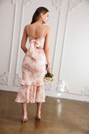 The Luna Dress in Peach Tapestry