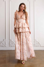 The Maile Dress in Peach Tapestry