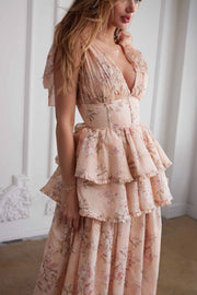 The Maile Dress in Peach Tapestry