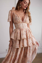 The Maile Dress in Peach Tapestry