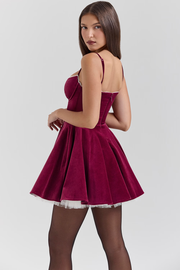 SELENA MINI DRESS - BURGUNDY