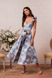 The Vera Dress in Dusk Blue Baroque Floral