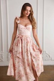 The Vera Dress in Peach Tapestry