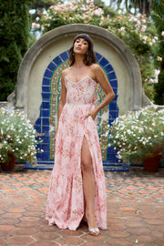 The Vivian Dress in Peach Tapestry